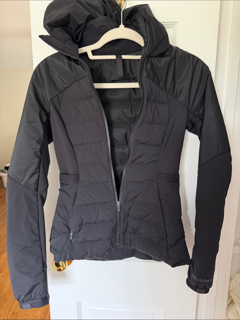 lululemon athletica Black Quilted Hooded Puffer Jacket